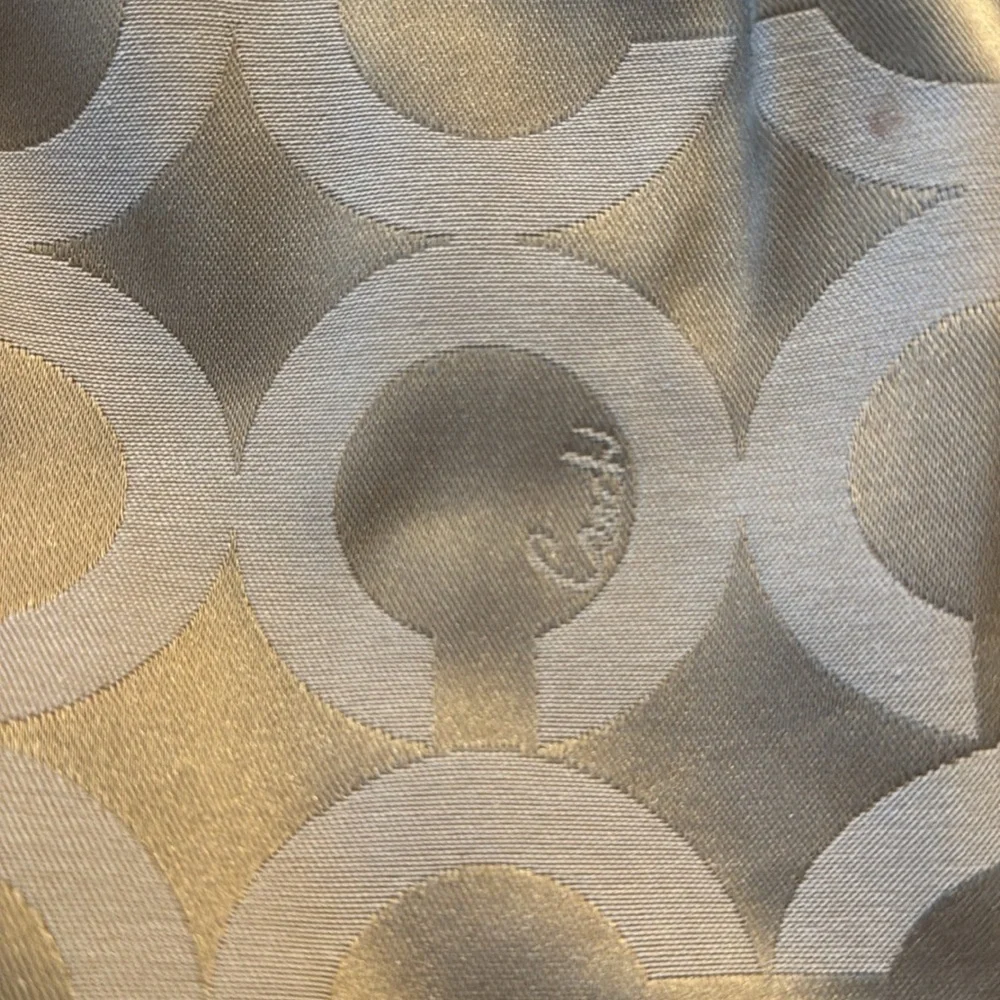 COACH MADISON LARGE CHAMPAGNE BEIGE OP ART SIGNATURE MAGAZINE TOTE BAG